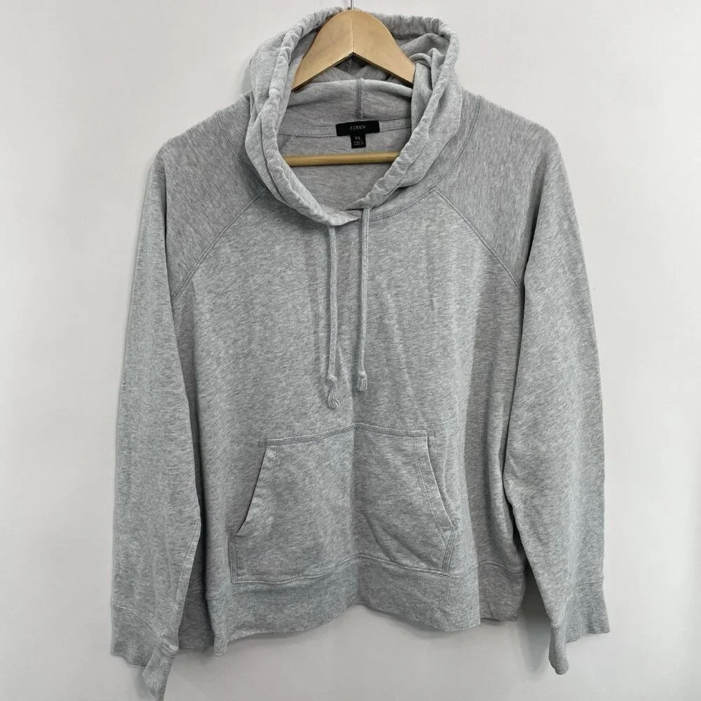 J. Crew Magic Rinse Pullover Hoodie Sweatshirt Oversized Gray Womens XL - Picture 1 of 8